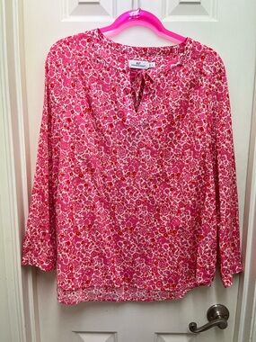 Vineyard Vines Pink Floral Tie-Neck Tunic Top